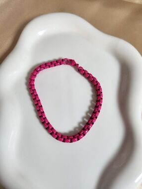Pink Box Chain Bracelet